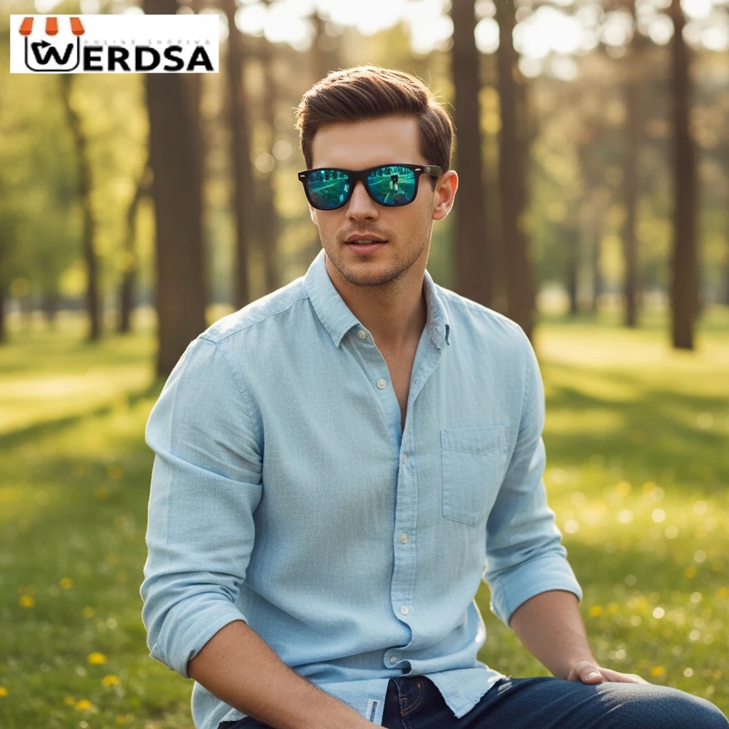  عینک آفتابی اسپرت لنز آبی آینه‌ای 1518TX طرح جایزه سه تا بخر سه تا ببر 